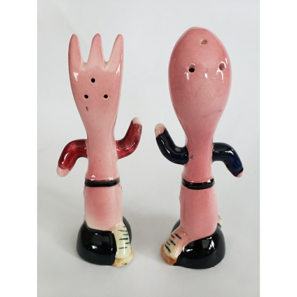 Vintage Salt and Pepper Shakers Anthropomorphic Spoon & Fork - Picture 3 of 6
